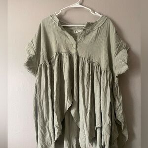 We The Free Light Sage Flowy Blouse Top